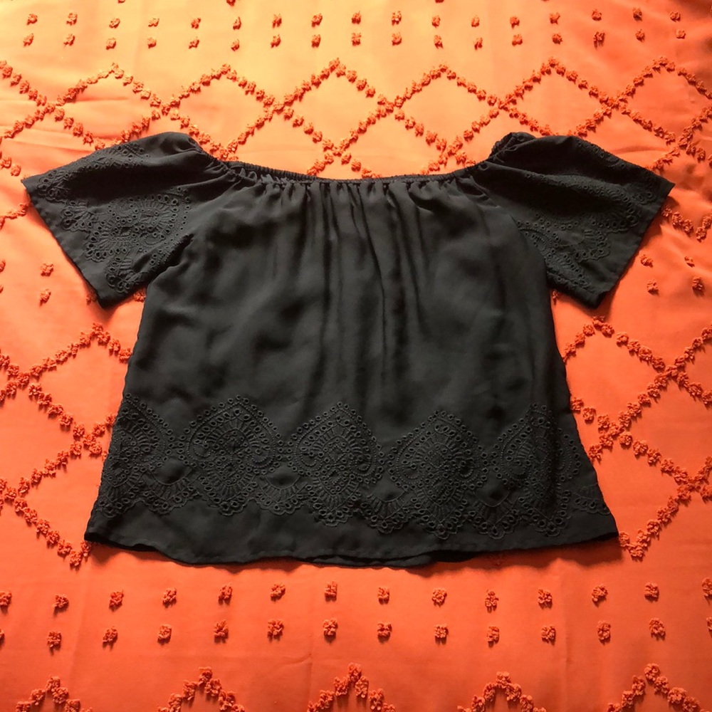 Collective Concepts off the shoulder black top